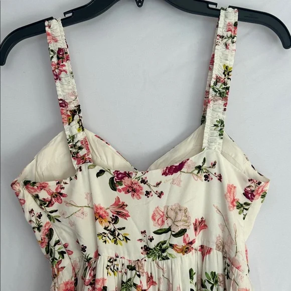 Forever 21 Cream Midi Dress with Pink Floral Print - Picture 5 of 9